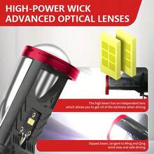 2-Piece H4 High/Low Beam Integrated Headlight Bulb, 90000 Lumens 90 Watt New CSP Chip Projection Lens, 6500K White Super Bright Lamp For Left Hand Drive - Red - View 5