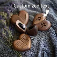 1 Piece Personalized Walnut Heart-Shaped Ring Box, Custom Wedding Ring Box, Engagement Ring Box, Romantic Heart-Shaped Proposal Prop, Couple's Wedding Gift, Anniversary Gift, Laser-Engraved Ring Box