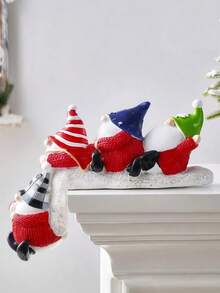 1 Tượng người lùn Giáng sinh bằng nhựa được vẽ tay - Nhiều màu sắc và họa tiết, Trang trí nhà cửa để bàn dịp lễ, Không cần điện, Trang trí Giáng sinh - Nhiều màu - Xem 3