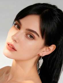 JOJELOO Pendientes con alas de ángel chapados en oro de 18K con circonita cúbica - Diseño exquisito de plumas, joyería lujosa, nuevo accesorio de moda, regalo ideal para ocasiones especiales - Multicolor - Ver 5