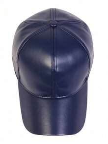 1 件装男士纯色 PU 皮革棒球帽，可调节，防晒，休闲，适合春秋季外出、旅行、海滩、派对 - 藏青色 - 查看 4