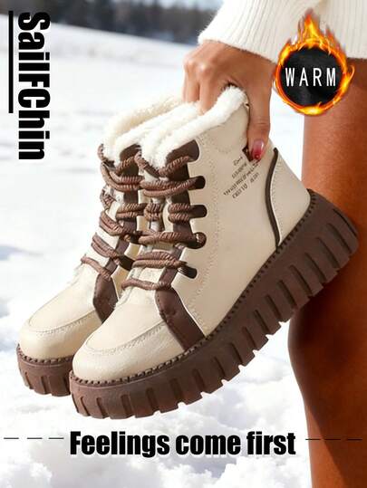 1 par damkängor med rund tå och snörning för utomhusbruk, ovandel i läder med termofoder, lämpliga för vandring, fritidssporter, kö, vardagsbruk, mångsidiga, höst/vinter