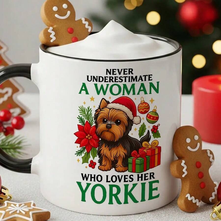 1pc Yorkie Lovers Coffee Mug - Cute Yorkie Dog Design With Yorkshire Terrier Puppy, Dishwasher Cup, Women, Yorkie Owners - Coffee, Tea, Hot Chocolate - Yorkie Birthday Or Housewarming Present, Tea Drinker - 黑色 - 查看 1