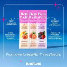 Belli Welli Fiber Supplement, Probiotics Fiber Powder Travel Pack For Women With Collagen &Amp; Electrolytes For Daily Gut Health &Amp; Debloating, Tropical Breeze, 10 Packets - Flavor NameE - 查看 3