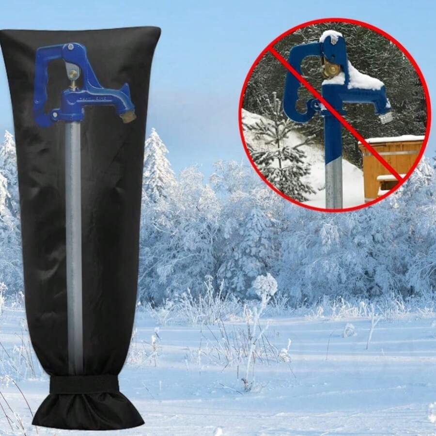 1pc Long Outdoor Faucet Cover, Waterproof Garden Freeze Protector, Winter - Black - View 1