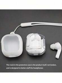 1 Transparent TWS Wireless Bluetooth Earphone, Stereo Wireless Earphone, LED Battery Display, Type-C Charging Case Compatible With All Smartphones, Suitable For Gaming, Music, Outdoor Sports/Business, Adult Use, Capacitive Microphone, Rechargeable 150mAh Battery, Polymer Lithium-Ion