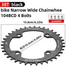 MOTSUV Bicycle 104BCD Crank Narrow Wide Chainring Aluminum Alloy MTB Bike Round 32T 34T 36T 38T Cycling Tooth Chainwheel Parts