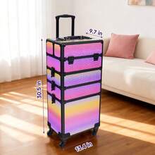 带轮化妆箱，四合一美妆箱，美甲师旅行推车，专业化妆梳妆箱，化妆师/美甲师/纹身师/造型师专用行李箱，可上锁收纳盒，PU皮革，紫色，旅行必备，旅行，情人节，房间装饰，钱包必备，女士化妆包，钱包必备单品，邮轮必备，设计师手提包，基础款，梳妆台必备，房间，可爱化妆包 - 漸層紫 - 查看 9
