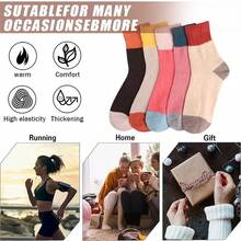 10Pairs Of Winter Warm Knit Socks For Women With Geometric Patterns - Rabbit Hair Blend, Hand Wash Only, All-Season, Knit Fabric
