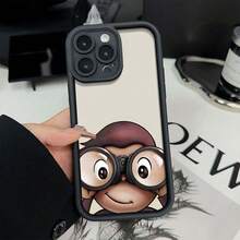 Curious George Monkey Soft Edges Full Body Coverage Lightweight Design Clear Protective Shell Creative Pattern Luxury Phone Case Stylish Protective Cover For Daily UseAnniversary Gift, Valentine's Day Gift, Birthday Gift, Wedding Gift, Mother's Day Gift, Father's Day Gift, Best Friend Gift, Gift For Mom/Dad, Gift For Boyfriend, Gift For Girlfriend, Suitable For IPhone 11 12 13 14 15 16 Pro Max - 黑色 - 查看 6