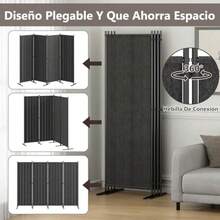Kzings Divisor de Habitacion de 4 Paneles 259 x 180 cm de Habitacion Biombo Pantalla de Privacidad Independiente Separador de Habitacion Divisores de Pared de Division Grises - Gris - Ver 4