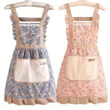 1PC Floral Princess Apron With Wiping Pockets, Suitable For Cleaning The Kitchen, Living Room And Bathroom, Suitable For All Seasons, Floral Pattern Apron, Kitchen Home, Personalized Design Waiter Work Apron, Hollow Back Suitable For Multiple Scenes, A Great Gift For Girlfriend, Family, Friends - Multicolor - View 5