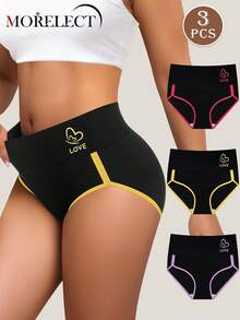 Morelect 3 قطع من السراويل النسائية ذات الخصر العالي، بألوان متباينة، ناعمة وقابلة للتنفس