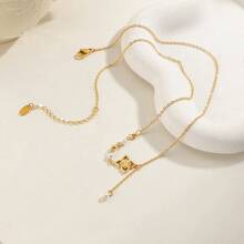 S SHOPBOHO 1 Stück Vintage geschnitzter Kleeblatt-Perlen-Quasten-Halskette, elegant für Frauen jeden Alters zum Tragen im Alltag