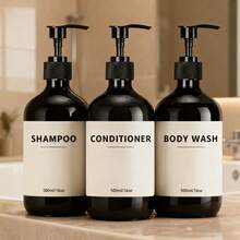3pcs/Set 500ml Reusable Pump Dispenser Bottles For Shampoo, Conditioner, Body Wash - Multicolor - View 4