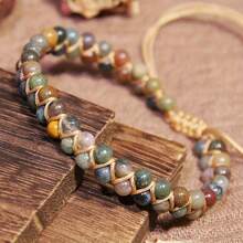 Durable Natural Agate Beads For Year-Round Wear - Natural Stone Beaded Bracelet - Green, Yellow, Brown, Red, Black Bohemian Jewelry With Earthy Tones -  Accessory, Intricate Beadwork - Everyday & Special Occasion Women's Jewelry Gift For Christmas, Birthdays, Anniversaries M4OK - 彩色 - 查看 6