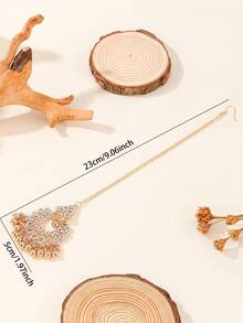 1pc Fashionable Palace Style Rhinestone Crescent Tassel Forehead Chain Headpiece, Suitable For Women, Girls Daily, Festival, Bride Wedding, And Party Wear, Hair Accessories For Women - Classic - View 3