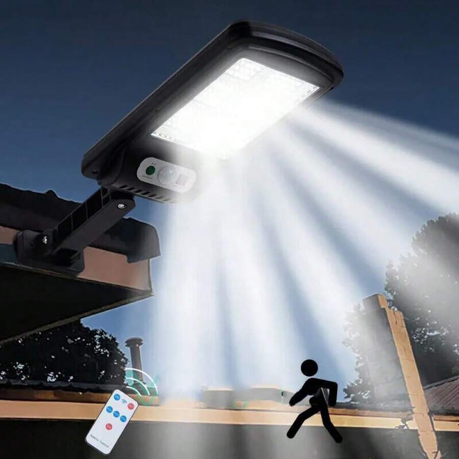 99000LM LEDs Solar Powered Outdoor Wall Lights, 3 Lighting Modes, Motion Sensor, Durable ABS & Metal Construction - Solar Garden Decorations For Porch, Yard, Street Lighting - 黑色 - 查看 1