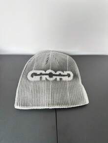 1pc Fashionable Street-Style Casual Asymmetrical Pattern Warm Oversized Unisex Knit Beanie Hat - Irregular Graffiti Knitted Hat - View 7