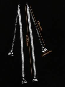 2pcs/Pair Adjustable Rhinestone Bra Straps Anti-Slip Metal Shoulder Straps Bra Accessories For Women Wedding Bikini Dress Bra Straps For Rave - Multicolor - View 10