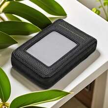 محفظة رجالية صغيرة ذات فتحات متعددة وسوستة، 11 فتحة بحماية RFID: تصميم فسيح ورفيع جداً وذو سوستة، محفظة متعددة الوظائف لكلا الجنسين، مصنوعة من جلد البولي يوريثان مع حجرات لبطاقات الأعمال والجوازات والنقود، مقاومة للماء وقوية، مزودة بفتحات لبطاقات الائتمان والخصم والبنكية - الأسود - مشاهدة 10