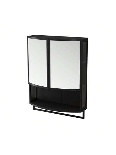 Moderne Arched Glass Two Door Cabinet (60cm) Shatterproof Spiegel out Double Layer Storage, Open Shelf Towel Rack Entryway, Living Room, Bathroom Dining Room view 4