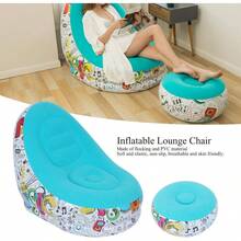 Sofá Perezoso Inflable, Sillón Familiar Flocado con Patrón de Grafiti, Adecuado para el Descanso en el Hogar o en la Oficina, Plegable para Exteriores - 1 - Ver 3