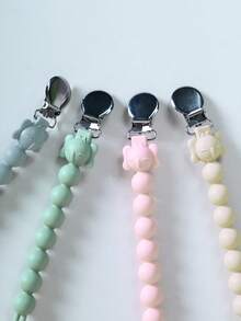 1 件加重（颜色可选）婴儿奶嘴夹，不适合 9 个月以下新生儿，不含奶嘴/牙胶，硅胶珠奶嘴夹，一体式硅胶挂带，水果蔬菜防掉落挂带，出牙棒牙胶奶嘴夹