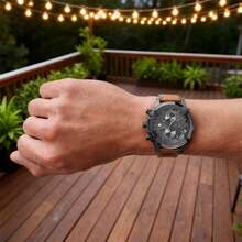 Diesel 1 Reloj Diesel Griffed Cronógrafo para Hombres - Caja de acero inoxidable negro de 48 mm, Esfera negra con índices de barras, Correa de cuero negro, Resistente al agua 50 M - DZ4569