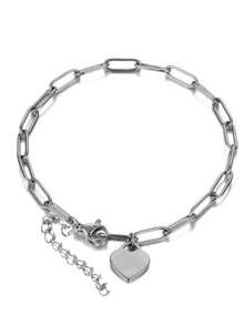 时尚魅力个性化心形名字手链定制镌刻名字手链不锈钢镌刻 1-5 个名字家庭成员名字手链方形线链吊坠派对珠宝生日周年纪念礼物圣诞礼物，适合她，黑色，银色，金色，时尚，多彩，复古，简约，男女通用，休闲，可爱，定制，个性化，独特，适合他的理想礼物，适合她，她，男朋友，女朋友，爸爸，妈妈，家人，朋友，周年纪念，生日，毕业典礼，舞会，派对，定制时尚镌刻手链，魅力四射