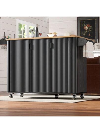 Kitchen Trolley Towel Rail, Spice Rack Adjustable Dividers, Mobile Isl Wheels Doors, Buffet, Trolley, Ideal Dining Room