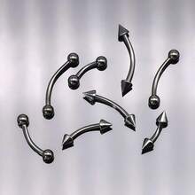 BLISI G23 Solid Titanium Eyebrow Piercing Jewelry, Gokd Black Rose Gold Silver Pink Rainbow Eyebrow Rings 16G Curved Barbell,Tiny Vertical Labret Lip Jewelry Rook Piercing Jewelry For Women And Men{Inchcolor_nameinch:Inch8pcsEyebowPiercing-Blackinch} - 8件裝眼罩穿孔-黑色 - 查看 7