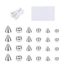 JOERICA Fake Nose Eyebrow Ring Fake Lip Labret Studs Replacement Ball With 40pcs Sticker Faux Nose Studs Non-Piercing Body Jewelry Fake Skin Piercing{Inchcolor_nameinch:InchSilverToneinch} - 銀色調 - 查看 1