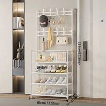 4-5 Tier Stainless Steel Shoe Rack - Space Saving, Easy Assembly, Suitable For Entryway And Bedroom, Durable Design, Minimalist Style, Modern Multipurpose Hanging Clothes Rack And Organizer, Dorm Entrance Shoe And Hat Rack - Multicolor - View 13