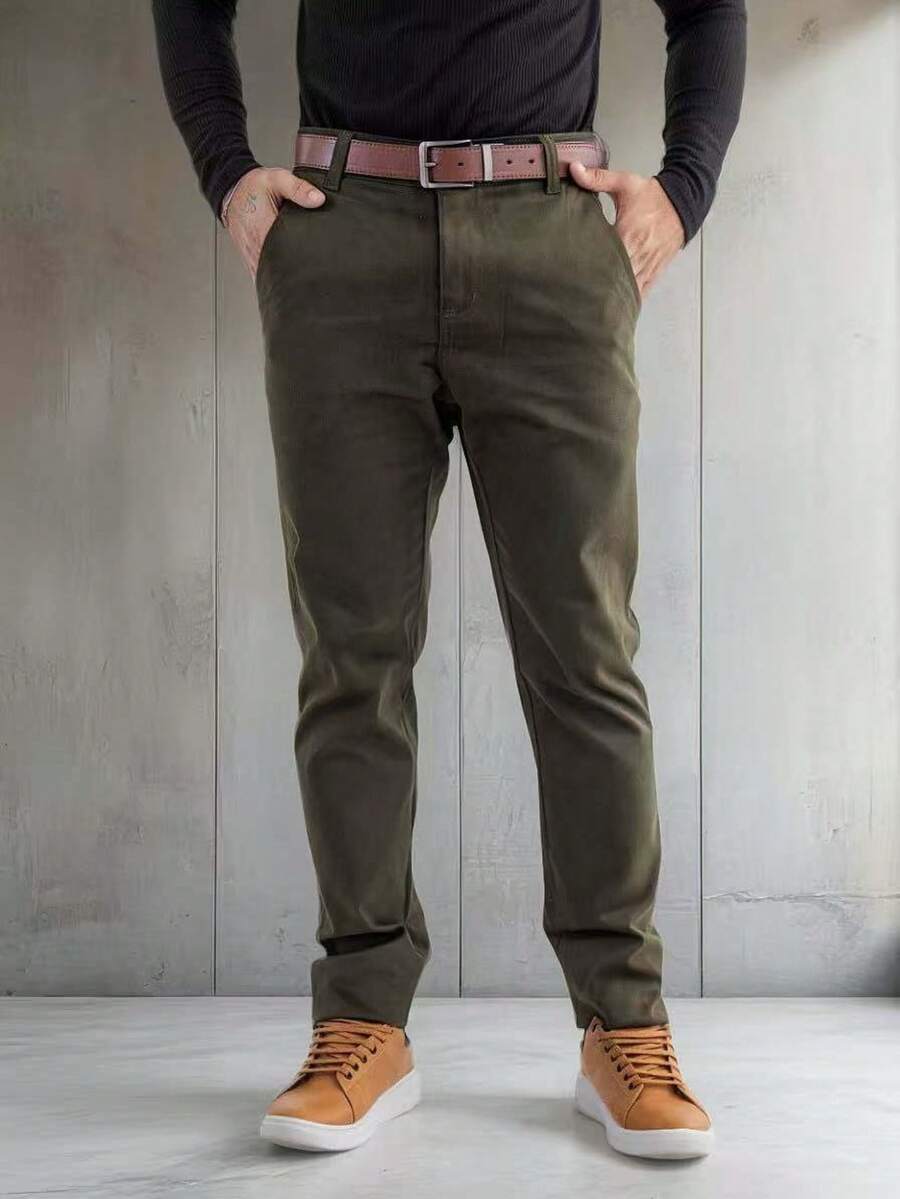 29 Men's Slim Fit Sport Slim Fit Twill Pants With Built-In Pocket, Knife Pocket, Lycra, High Durability And Comfort - màu xanh lá - Xem 1