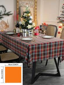 1pc Burgundy Plaid Woven Tablecloth, Vintage Country Style For Kitchen Decor, Rectangular Dining Table, Coffee Table, TV Stand, Foyer Multipurpose Cover Cloth, Suitable For Dining Room, Living Room, Holiday Gathering, Birthday Party, Dinner, Home Decor, Christmas Decoration - Multicolor - View 13