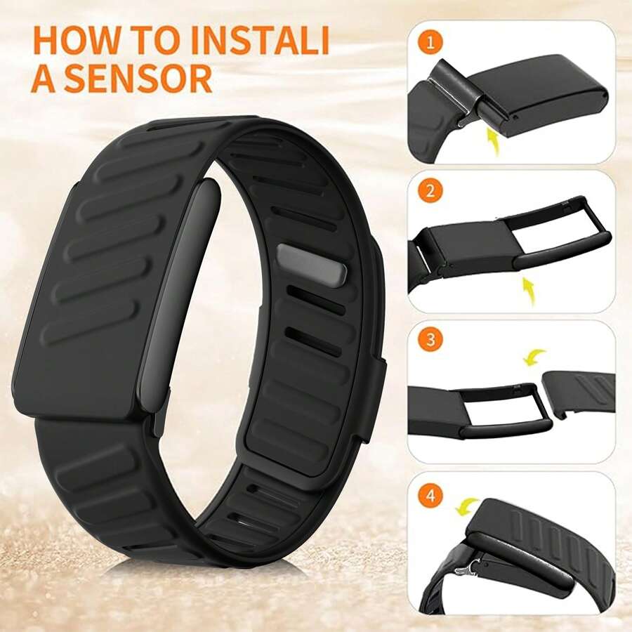1pc Black Silicone Comfortable Soft Replacement Wristband, Compatible With 5.0 One Peak/MG Watch Strap, Unisex, U-Shaped Design, Breathable And Comfortable - Black - View 1
