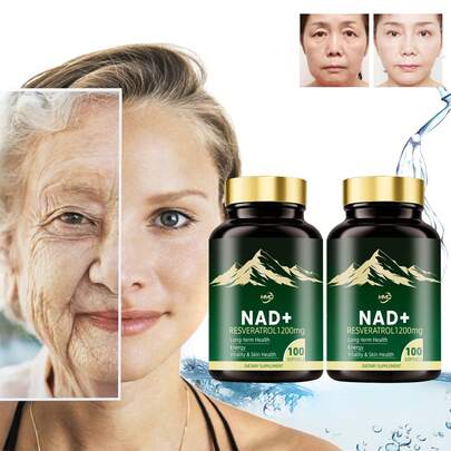 2 botellas Suplemento NAD+ COLD MOUNT | NAD+ + Resveratrol Trans | Energía, Antioxidante y Salud de la Piel | 100 Cápsulas Blandas (Suministro de 50 Días), Halloween, regalo de Navidad