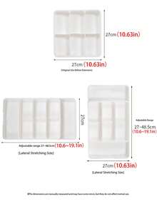 1pc Expandable Flat Cutlery Storage Box, Cabinet Drawer Organizer, Made Of Plastic PP Material, Compartment Tray For Storing Chopsticks, Utensils, Kitchen Tools In Cabinet Drawers - Nhiều màu - Xem 3