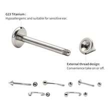 BLISI G23 Solid Titanium Eyebrow Piercing Jewelry, Gokd Black Rose Gold Silver Pink Rainbow Eyebrow Rings 16G Curved Barbell,Tiny Vertical Labret Lip Jewelry Rook Piercing Jewelry For Women And Men{Inchcolor_nameinch:Inch8pcsLipPiercing-Silverinch} - 8件唇環-銀色 - 查看 5