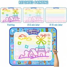 Pizarrones Magicos para Niños 100x80cm Agua Mágico Doodle Mat Grande Tableta de Dibujo Kit Mágico Dibujo de Agua Pintura Desarrolla Inteligente Dibujo Juguetes para Niño de 3 4 5 6 7 8 años - 100*80 cm - Ver 1