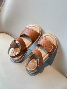 1 双儿童软底防滑舒适轻便易穿脱室内/室外休闲平底凉鞋 - 棕色 - 查看 2