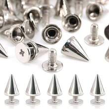 55pcs 10*7mm(0.394*0.276in)Alloy Cone Studs And Spikes For Leathercraft: DIY Punk Fashion Accessories - Screwback Design For Clothing, Bags, Shoes - Silver
