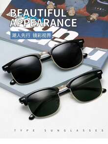 1副男士半框眼镜，适用于电脑、阅读、游戏、电视和手机 - 金框[灰片] - 查看 2