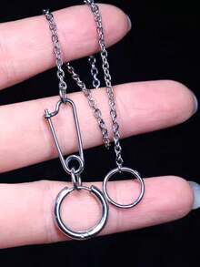 1PC Stainless Steel Chain Linked Earring Hinged Lip Ring Fake Piercing Lip Clip Anime Nana Style Punk Jewelry Body Piercing