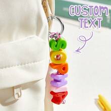 Llavero personalizado con cuentas con letra - Llavero personalizado con cuentas de acrílico de colores, llavero de cuerda trenzada adecuado para bolsos y llaves, llavero personalizado con cuentas con letra - Llavero personalizado con cuentas de acrílico de colores, decoración de bolso y accesorios de llavero de cuerda trenzada, llavero personalizado con cuentas con letra DIY - Llavero personalizado con cuentas de acrílico de colores, llavero de cuerda trenzada, regalo para familiares y amigos - multicolor - Ver 9