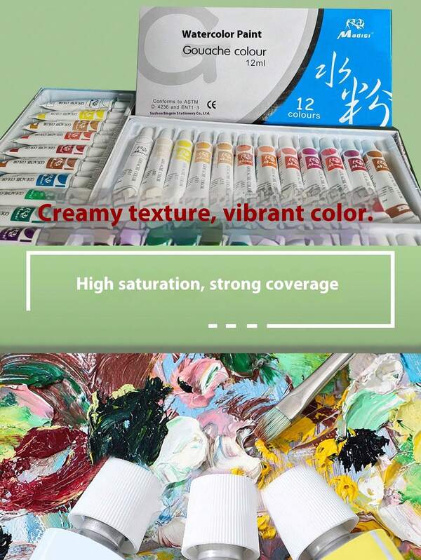 MDISI 12 Tubes Watercolor Paint Set (12ml, 0.4oz) - Suitable For Adults, Beginners And Professional Artists | Vibrant Watercolor Art Supplies