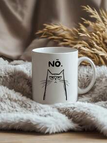 1pc 11oz Mug Saying Cat, Nope, Just No, Cat, Mug Cat Funny, Gift Idea Cat Lover, Office Mug, Cat Mug,Christmas Decorations,Fun Gift For Birthdays, Holidays & Parties, Ideal For Friends, Coffee Bar Accessories, Reusable,Christmas, Graduation - Hand Wash Only, Ideal For Hot & Cold Drinks, Room Decoration,Winter Drinkware, Thoughtful Present, Family Keepsake,Valentines Day Gifts,Wedding