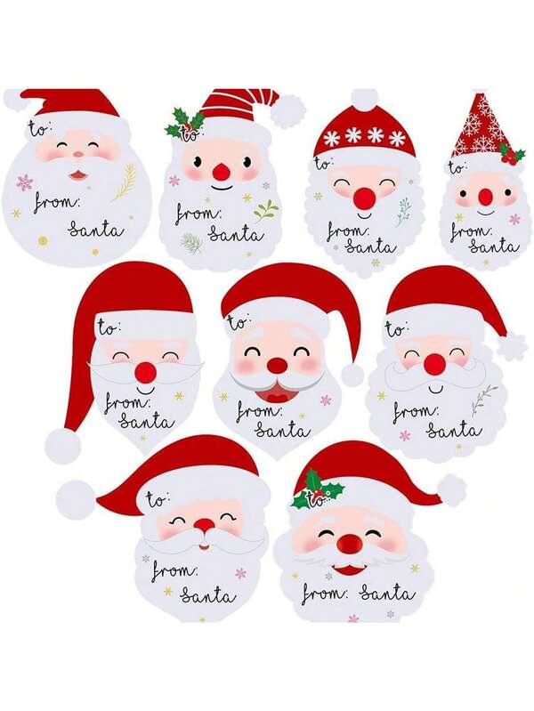 45pcs/5Sheets Santa Claus Lable,Christmas Decoration Stickers,Cute Christmas Santa Name Sticker Xmas Gifts Stickers For Holiday Festive Wrapping Party Favors Home Decor Christmas Decorations Room Decor Wall Decor Wall Stickers Wall Sticker