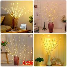 1 Set Realistic Tree Branch Shaped LED Lights, Battery Powered, Each Light Contains 20 LED Beads, Decorated With Artificial Small Branches In Vase, Stylish Decor, Can Be Used As Bedside Lamp, Romantic Home Decor - Coffee Brown - View 10